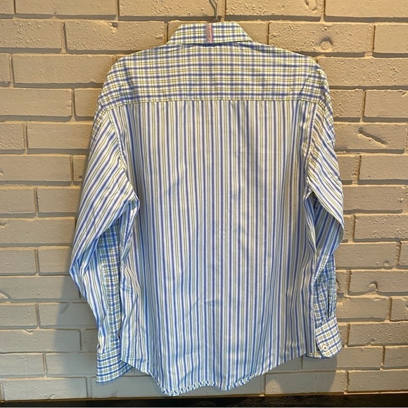 Robert Graham X Collection Large L Tailored Fit Flip Cuffs Striped Plaid Blue - Picture 9 of 11